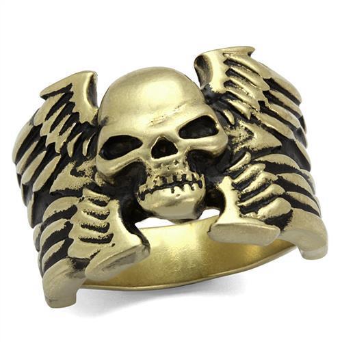 MATK2445 - IP Antique Copper Stainless Steel Ring with Epoxy  in Jet