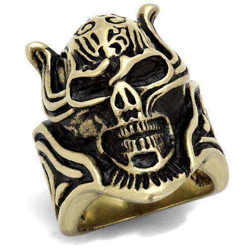 MATK2446 - IP Antique Copper Stainless Steel Ring with Epoxy  in Jet
