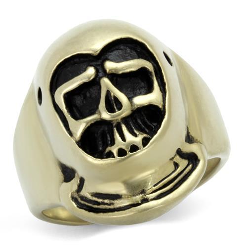 MATK2447 - IP Antique Copper Stainless Steel Ring with Epoxy  in Jet