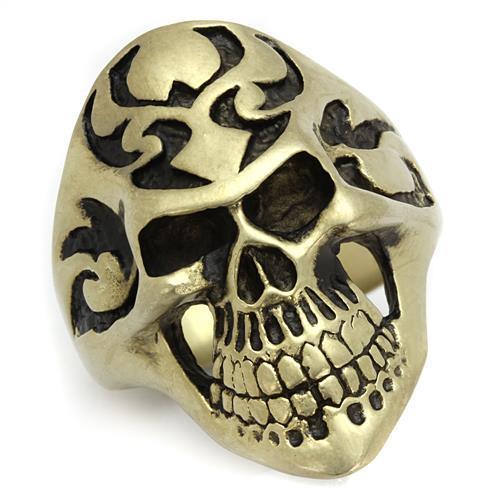 MATK2448 - IP Antique Copper Stainless Steel Ring with Epoxy  in Jet