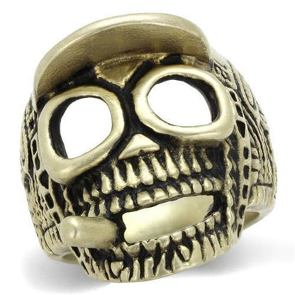MATK2449 - IP Antique Copper Stainless Steel Ring with Epoxy  in Jet