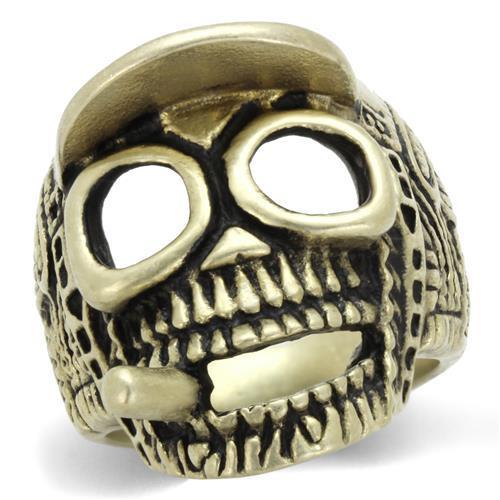 MATK2449 - IP Antique Copper Stainless Steel Ring with Epoxy  in Jet