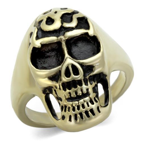 MATK2450 - IP Antique Copper Stainless Steel Ring with Epoxy  in Jet