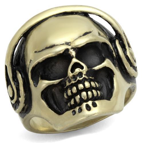 MATK2451 - IP Antique Copper Stainless Steel Ring with Epoxy  in Jet