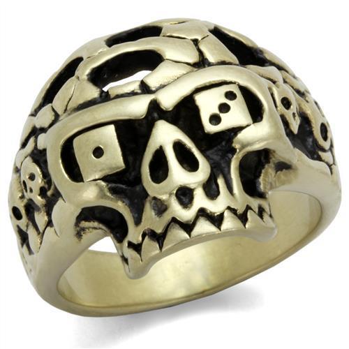MATK2452 - IP Antique Copper Stainless Steel Ring with Epoxy  in Jet