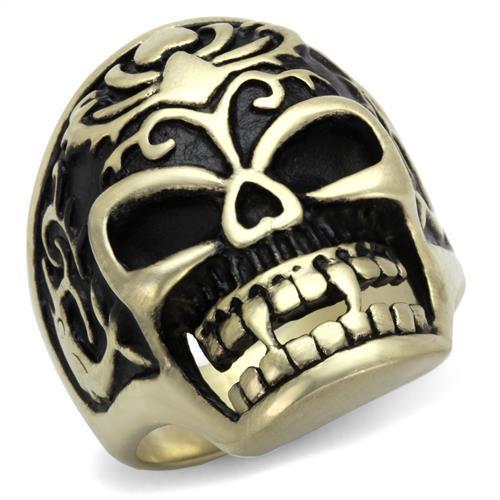 MATK2454 - IP Antique Copper Stainless Steel Ring with Epoxy  in Jet