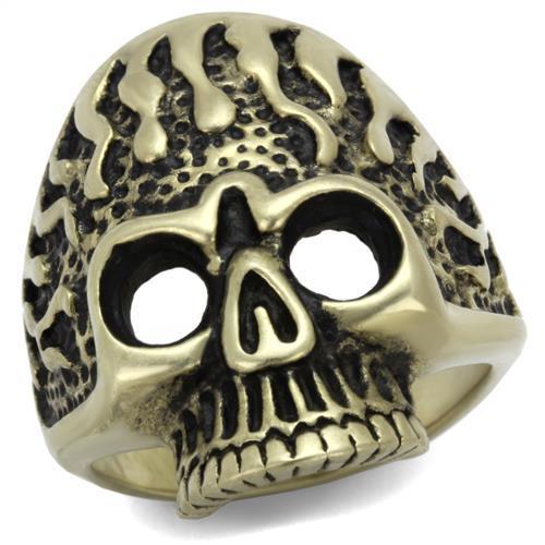 MATK2455 - IP Antique Copper Stainless Steel Ring with Epoxy  in Jet