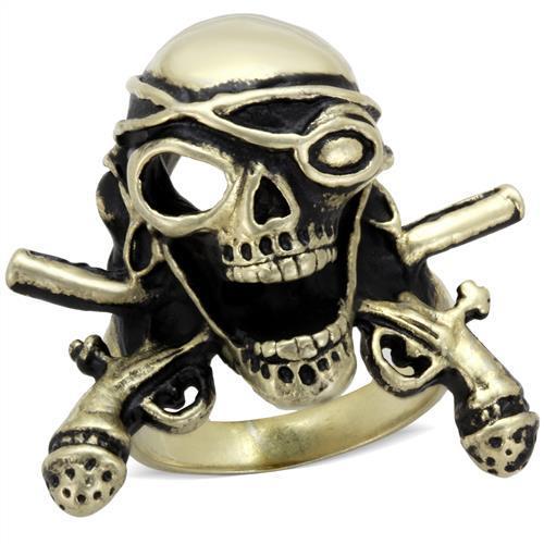 MATK2456 - IP Antique Copper Stainless Steel Ring with Epoxy  in Jet