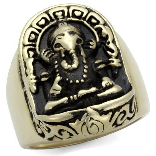 MATK2457 - IP Antique Copper Stainless Steel Ring with Epoxy  in Jet