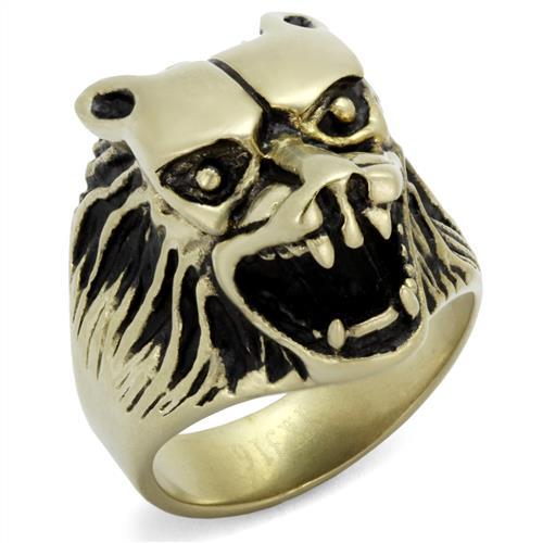 MATK2462 - IP Antique Copper Stainless Steel Ring with Epoxy  in Jet