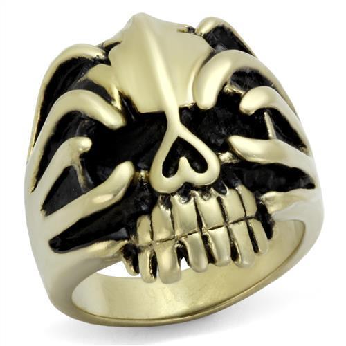 MATK2463 - IP Antique Copper Stainless Steel Ring with Epoxy  in Jet