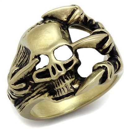 MATK2464 - IP Antique Copper Stainless Steel Ring with Epoxy  in Jet
