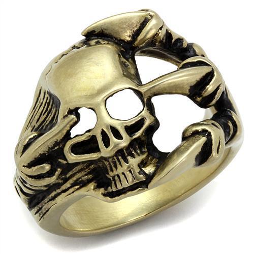 MATK2464 - IP Antique Copper Stainless Steel Ring with Epoxy  in Jet