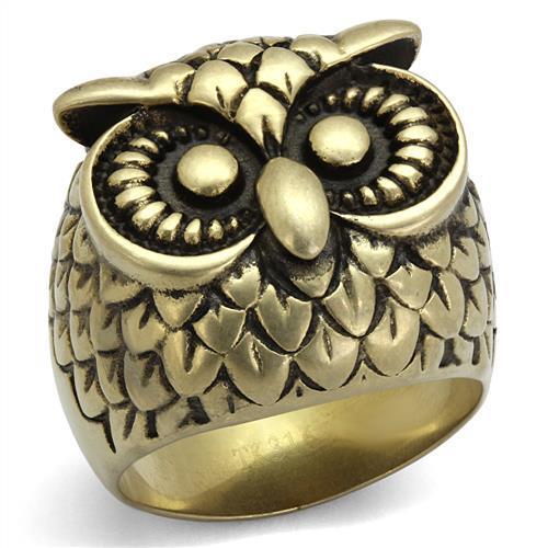 MATK2468 - IP Antique Copper Stainless Steel Ring with Epoxy  in Jet