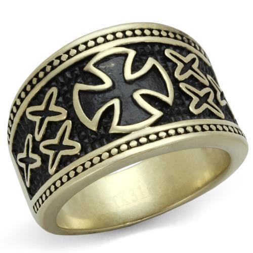 MATK2469 - IP Antique Copper Stainless Steel Ring with Epoxy  in Jet