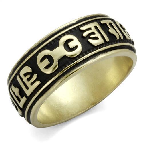 MATK2471 - IP Antique Copper Stainless Steel Ring with Epoxy  in Jet
