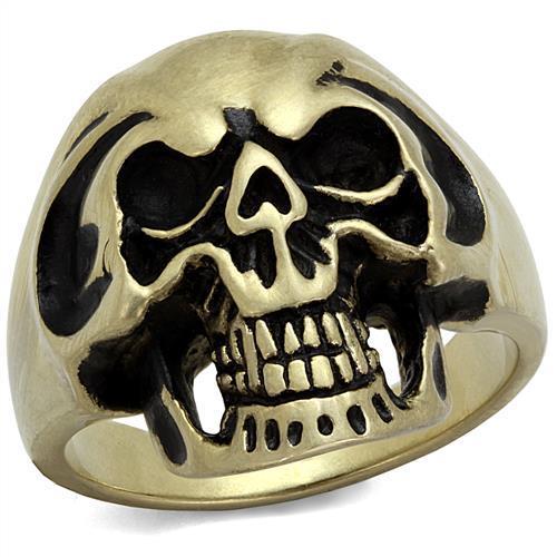 MATK2472 - IP Antique Copper Stainless Steel Ring with Epoxy  in Jet