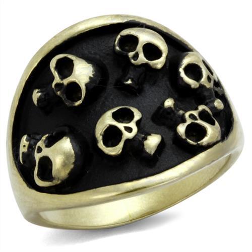 MATK2473 - IP Antique Copper Stainless Steel Ring with Epoxy  in Jet
