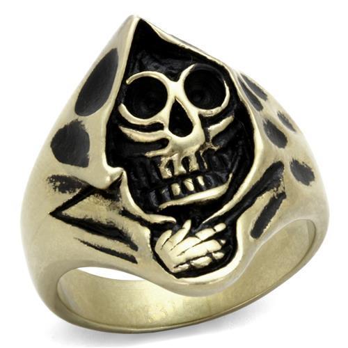 MATK2474 - IP Antique Copper Stainless Steel Ring with Epoxy  in Jet