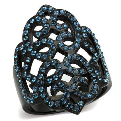 MATK2481 - IP Black(Ion Plating) Stainless Steel Ring with Top Grade Crystal  in Montana