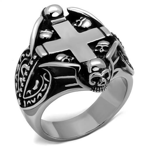 MATK2506 - High polished (no plating) Stainless Steel Ring with Epoxy  in Jet