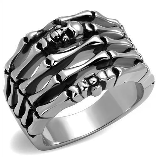 MATK2512 - High polished (no plating) Stainless Steel Ring with Epoxy  in Jet