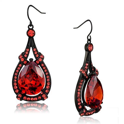 MATK2531 - IP Black(Ion Plating) Stainless Steel Earrings with AAA Grade CZ  in Orange