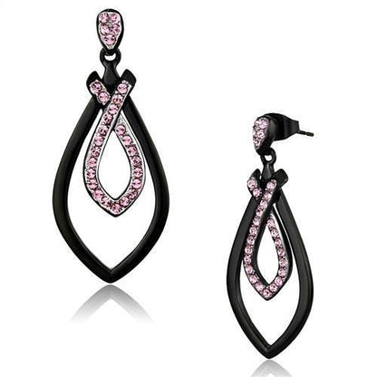 MATK2532 - Two-Tone IP Black (Ion Plating) Stainless Steel Earrings with Top Grade Crystal  in Light Rose