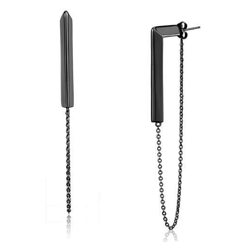 MATK2535 - IP Light Black  (IP Gun) Stainless Steel Earrings with No Stone