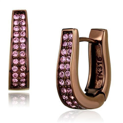 MATK2537 - IP Coffee light Stainless Steel Earrings with Top Grade Crystal  in Light Rose