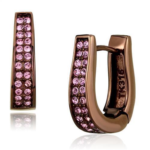 MATK2537 - IP Coffee light Stainless Steel Earrings with Top Grade Crystal  in Light Rose