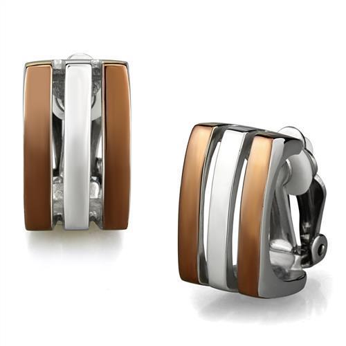 MATK2542 - Two Tone IP Light Brown (IP Light coffee) Stainless Steel Earrings with No Stone