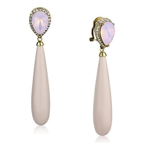 MATK2543 - IP Gold(Ion Plating) Stainless Steel Earrings with Top Grade Crystal  in Light Rose