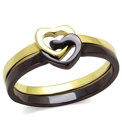 MATK2548 - IP Gold & IP Dark Brown (IP coffee) Stainless Steel Ring with No Stone