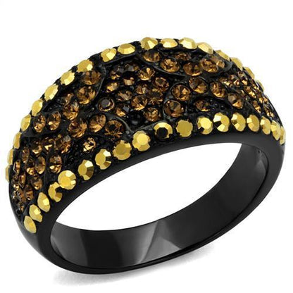 MATK2552 - IP Black(Ion Plating) Stainless Steel Ring with Top Grade Crystal  in Multi Color