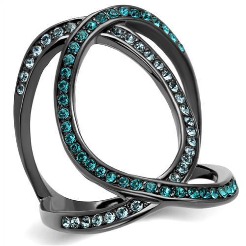 MATK2557 - IP Light Black  (IP Gun) Stainless Steel Ring with Top Grade Crystal  in Multi Color