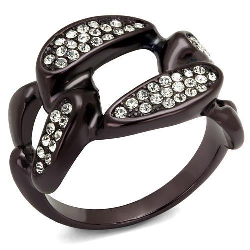 MATK2558 - IP Dark Brown (IP coffee) Stainless Steel Ring with Top Grade Crystal  in Clear