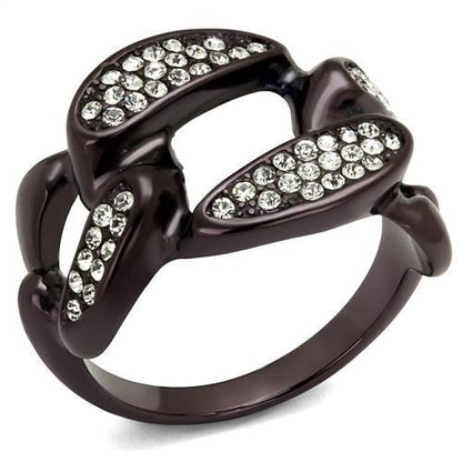 MATK2558 - IP Dark Brown (IP coffee) Stainless Steel Ring with Top Grade Crystal  in Clear