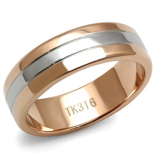MATK2569 - Two-Tone IP Rose Gold Stainless Steel Ring with No Stone