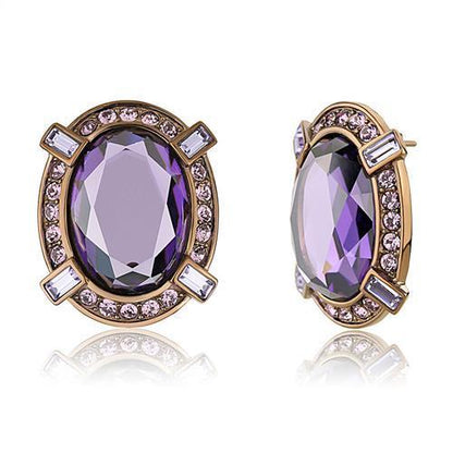 MATK2571 - IP Coffee light Stainless Steel Earrings with AAA Grade CZ  in Amethyst