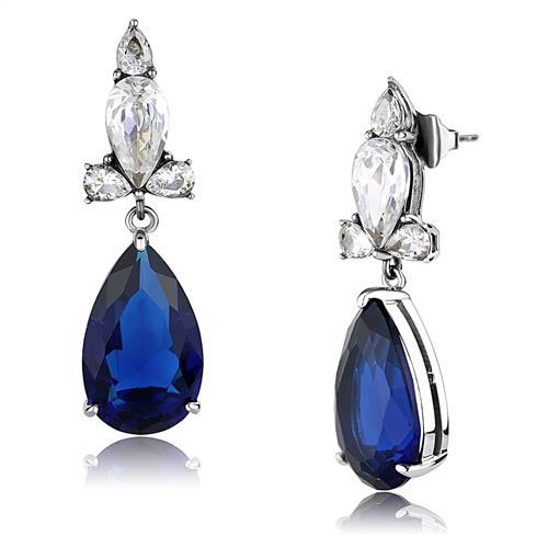 MATK2573 - High polished (no plating) Stainless Steel Earrings with Synthetic Synthetic Glass in Montana