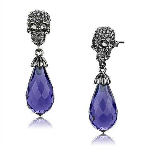 MATK2574 - IP Light Black  (IP Gun) Stainless Steel Earrings with Synthetic Synthetic Glass in Tanzanite
