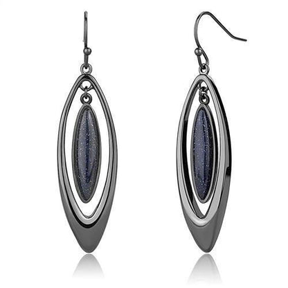MATK2577 - IP Light Black  (IP Gun) Stainless Steel Earrings with Blue Sand  in Montana