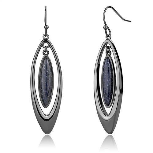 MATK2577 - IP Light Black  (IP Gun) Stainless Steel Earrings with Blue Sand  in Montana