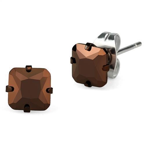 MATK2584 - Two Tone IP Light Brown (IP Light coffee) Stainless Steel Earrings with AAA Grade CZ  in Light Coffee