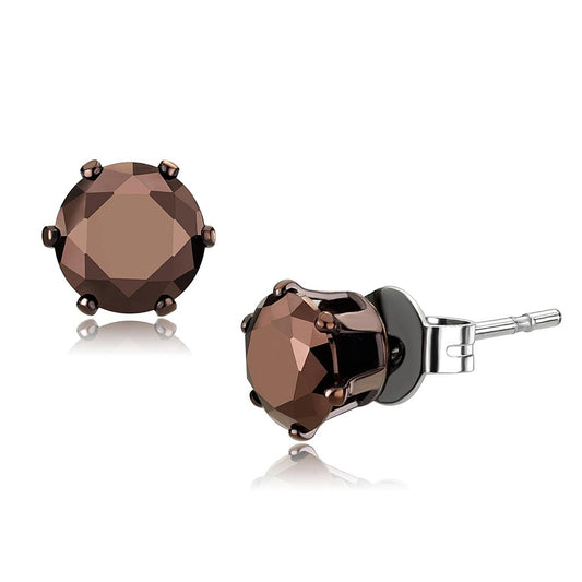 MATK2587 - Two Tone IP Light Brown (IP Light coffee) Stainless Steel Earrings with AAA Grade CZ  in Light Coffee