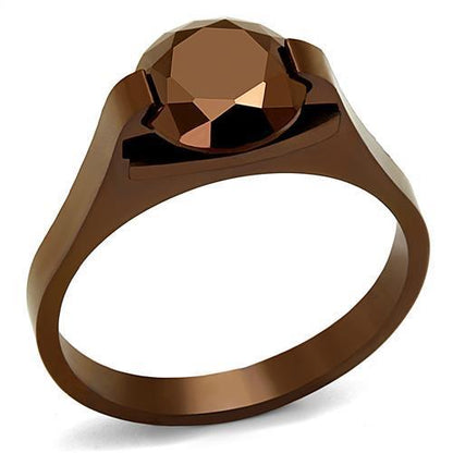 MATK2590 IP Coffee light Stainless Steel Ring with AAA Grade CZ in Light Coffee