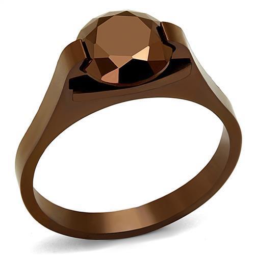 MATK2590 IP Coffee light Stainless Steel Ring with AAA Grade CZ in Light Coffee