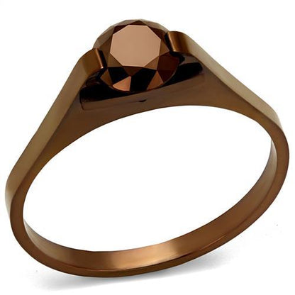 MATK2592 - IP Coffee light Stainless Steel Ring with AAA Grade CZ  in Light Coffee