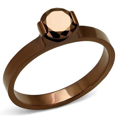 MATK2593 - IP Coffee light Stainless Steel Ring with AAA Grade CZ  in Light Coffee